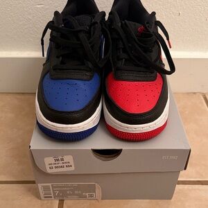 Air Force 1 Low Black, Red, and Blue Sneakers